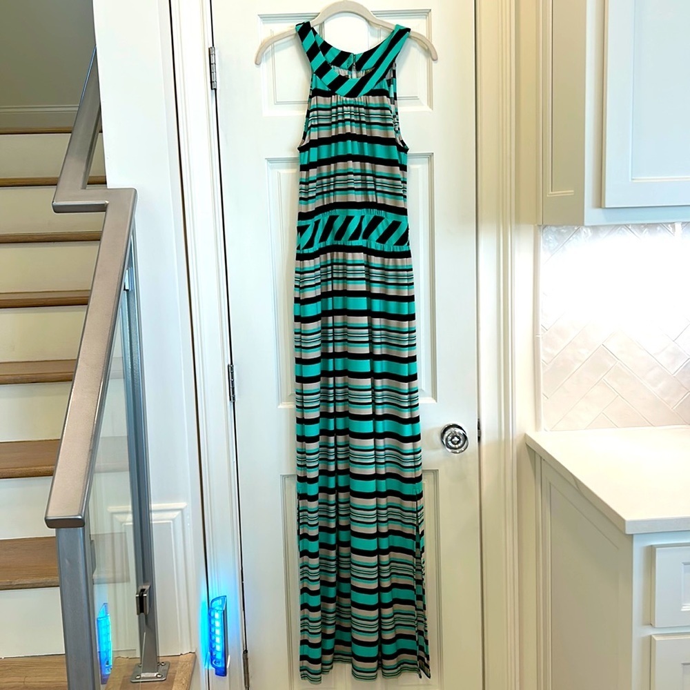 Taylor Green, Black, Tan Stripe Jersey Maxi with Pockets sz.6